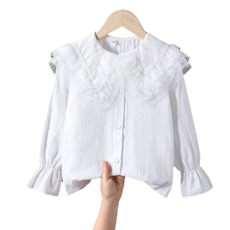 Mädchen Bluse mit voluminösem Rüschenkragen und feinen Stickereien Drune