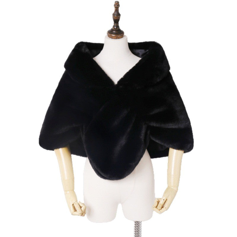 Damen Elegante Kunstpelz Stola im Capelet‑Schnitt Drune