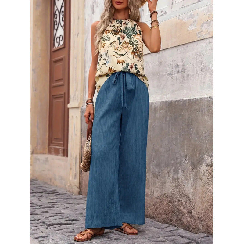 Damen Freizeithose mit gestreiftem Design und hochwertigem Taillengürtel Drune