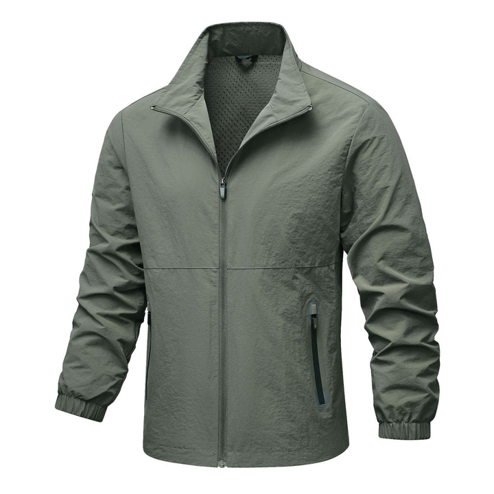 Herren leichte technische Windjacke mit Netzfutter, hohem Stehkragen und Reißverschlusstaschen Drune