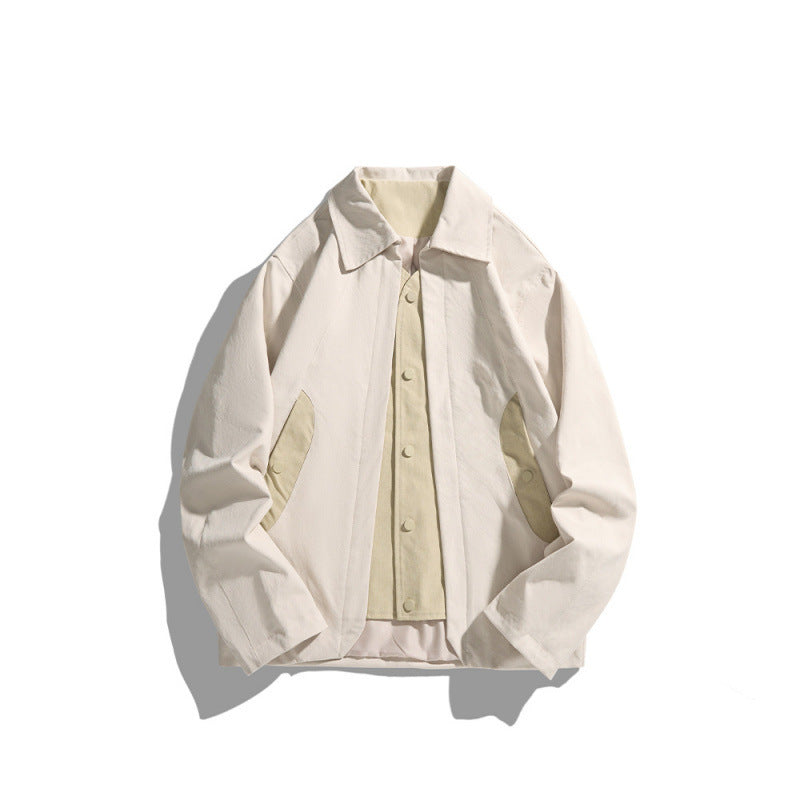 Herren Legere Worker‑Jacke im Boxy‑Cut mit verdeckter Druckknopfleiste und schrägen Eingrifftaschen Drune