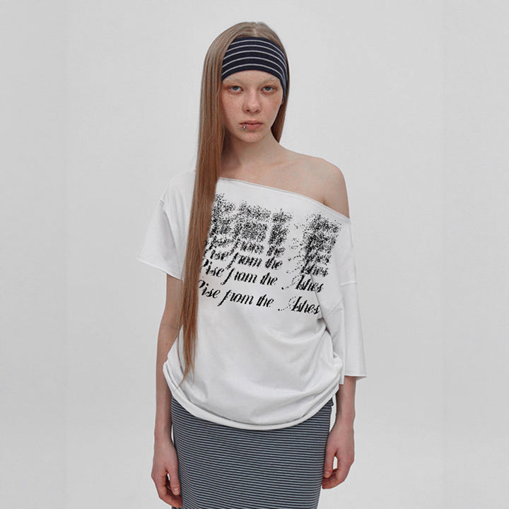 Damen Oversized T-Shirt mit Kristallverzierung und V-Ausschnitt Drune