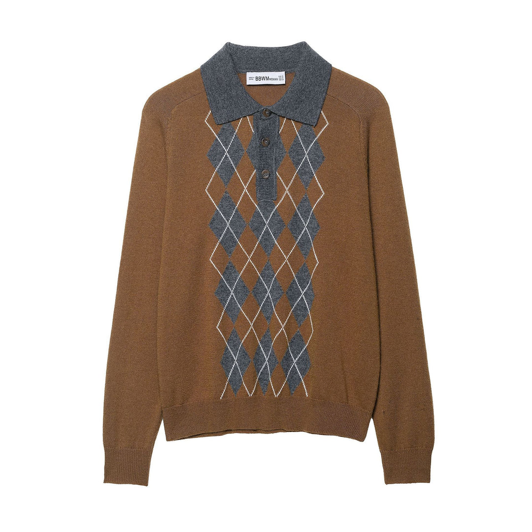 Damen Poloshirt mit modernem Argyle-Muster und komfortablem Schnitt Drune