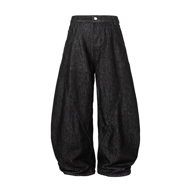 Damen Weite Harem-Denimhose mit hoher Taille und ballonförmigem Bein Drune