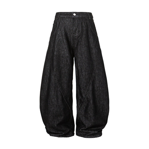 Damen Weite Harem-Denimhose mit hoher Taille und ballonförmigem Bein Drune