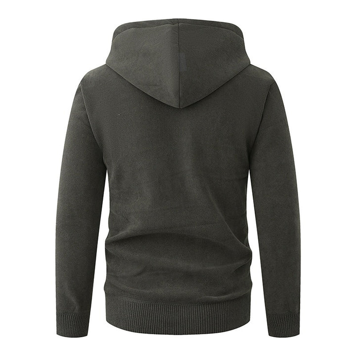 Herren Kapuzen-Fleecejacke mit durchgehendem Reißverschluss und gerippten Bündchen Drune