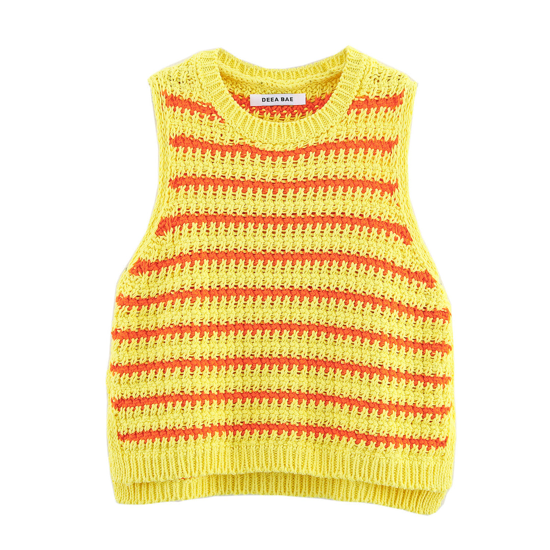 Femme Gestricktes Ärmelloses Cropped Top mit Streifenmuster Drune