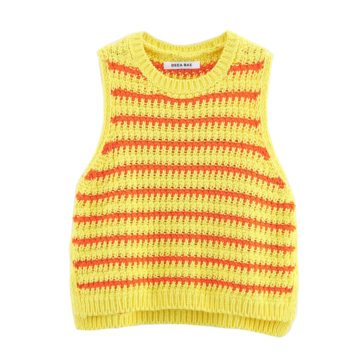 Femme Gestricktes Ärmelloses Cropped Top mit Streifenmuster Drune