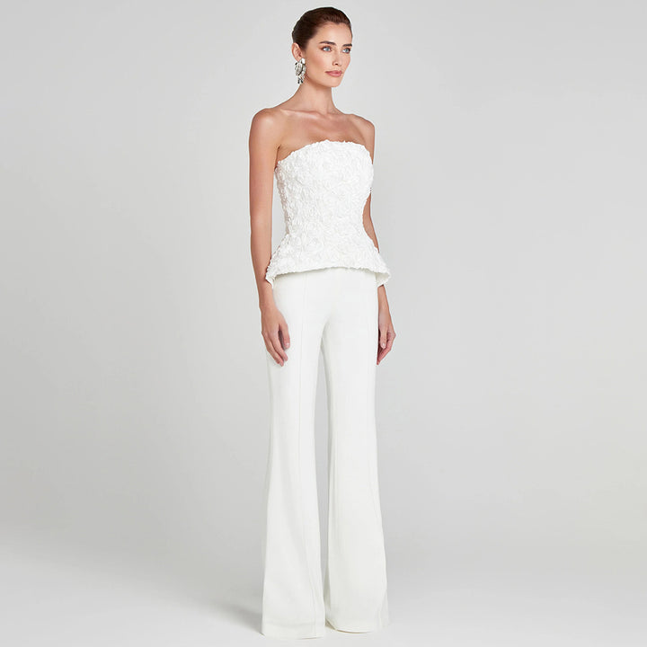Damen Elegantes Peplum-Top mit ausgestellter Hose Drune