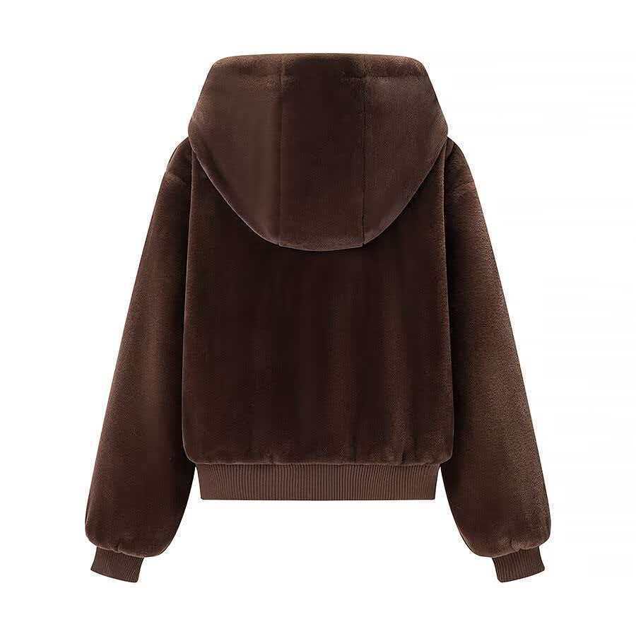 Damen Wende-Kapuzenblouson mit Plüsch- und Fleece-Seite Drune