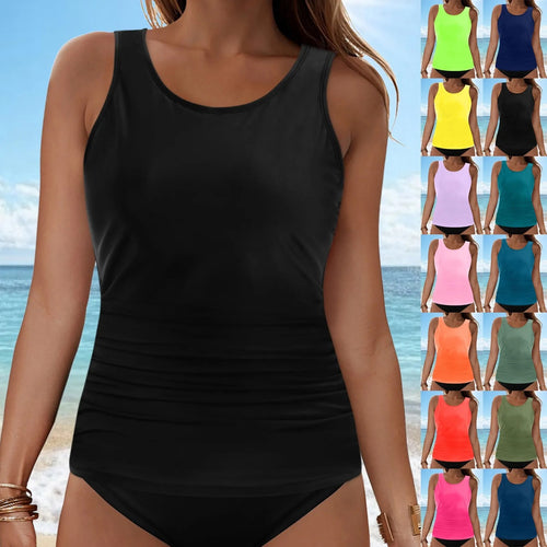 Damen Tankini-Oberteil mit Raffung Drune