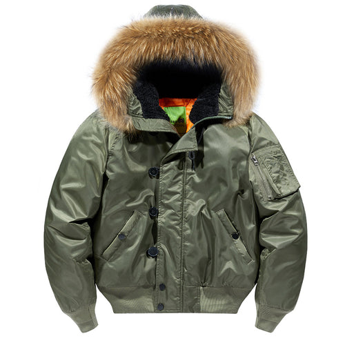 Herren  isolierte Bomberjacke mit Fleece-gefütterter Kapuze, Kragen und Ärmeltasche Drune