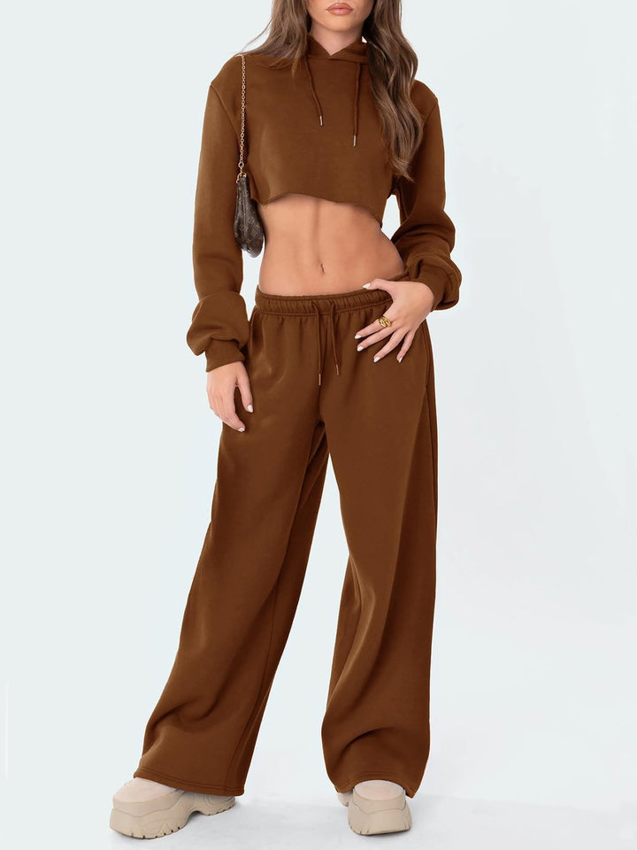Damen nan weite Loungehose mit hohem Komfortbund, elastischem Tunnelzug und seitlichen Eingrifftaschen Drune