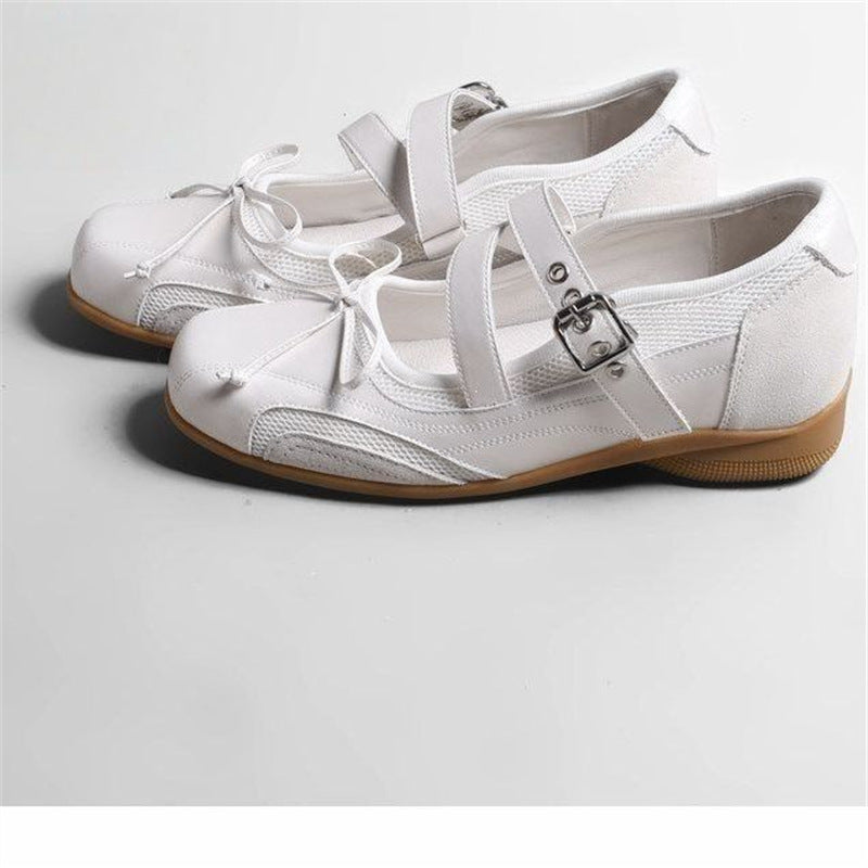Damen Bequeme Mary-Jane-Ballerinas mit verstellbarem Schnallenriemen und rutschfester Gummisohle Drune