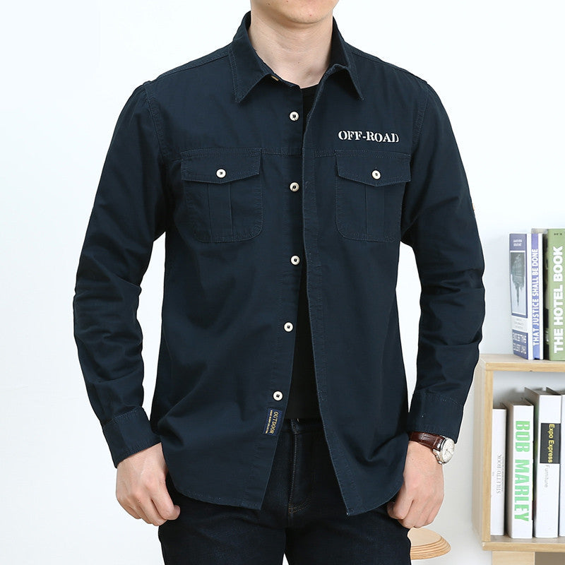Herren Baumwoll-Utility-Hemd mit Pattentaschen und legerer Passform Drune