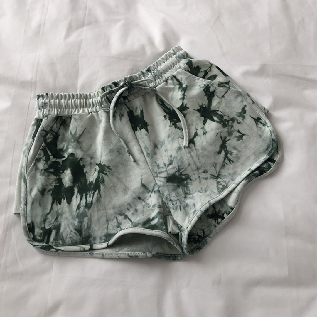 Damen lässige Sweatshorts mit trendigem Batikdesign und praktischen Seitentaschen