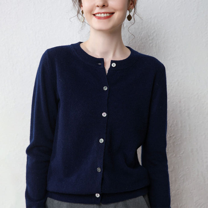 Damen Langärmliger Cardigan aus weichem Feinstrick mit Knopfleiste Drune