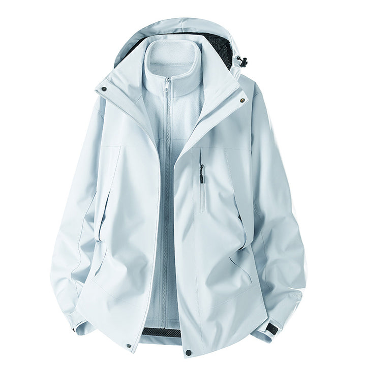 Herren zweiteilige Softshelljacke mit herausnehmbarer Fleece-Innenjacke, verstellbarer Kapuze und wasserabweisender Membran Drune