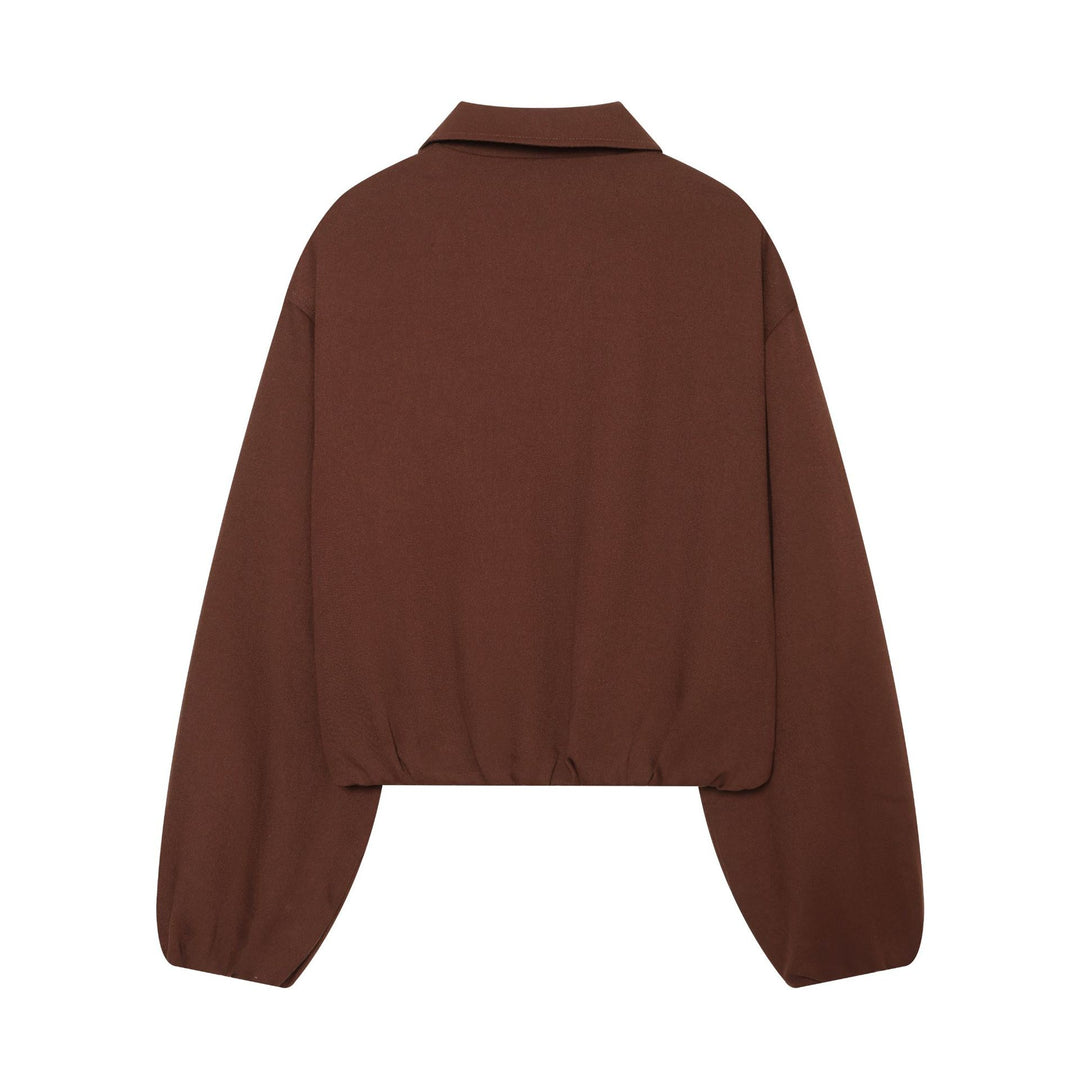 Damen 80+ Cropped Blousonjacke mit Hemdkragen, durchgehendem Reißverschluss und elastischem Saum Drune