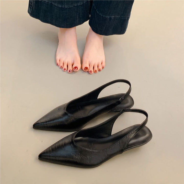 Damen Minimalistische spitz zulaufende Slingback‑Ballerinas aus Softlederoptik mit gepolstertem Fußbett Drune