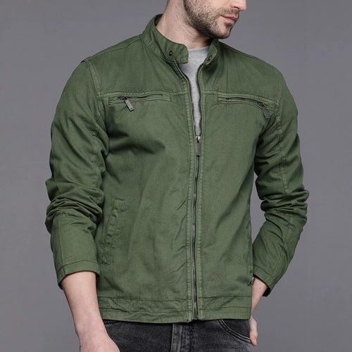 Herren Modische Übergangsjacke mit Reißverschluss und Taschen