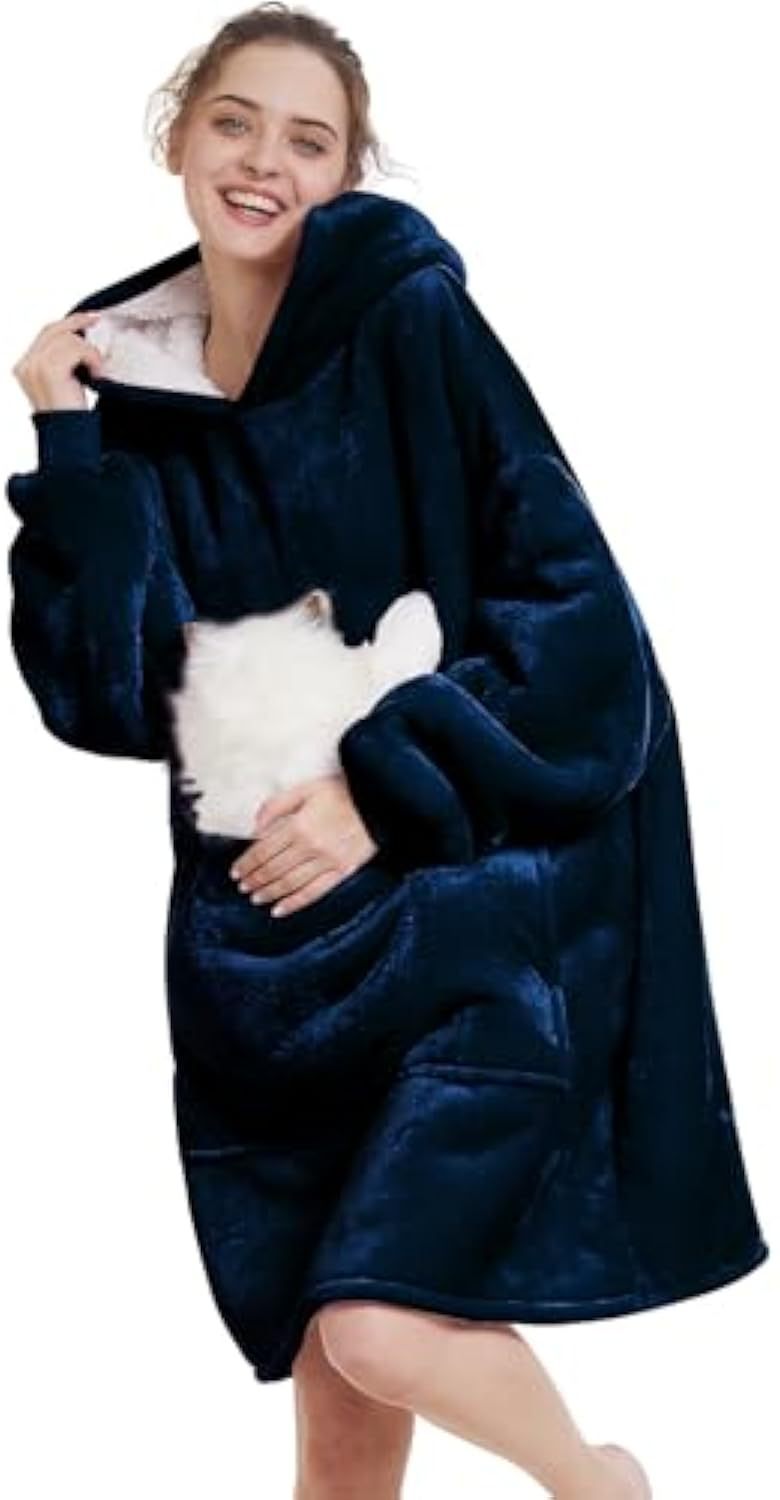 Damen Oversize Kapuzen-Kuscheldecke aus Mikrofaser mit Sherpa-Futter Drune