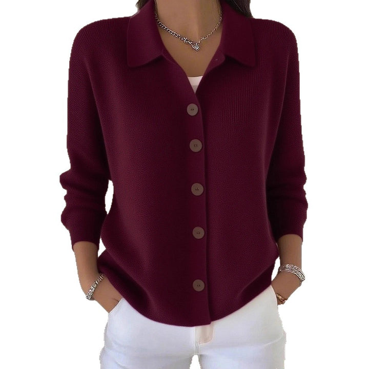 Damen nan Feinstrickjacke mit Hemdkragen und durchgehender Knopfleiste Drune