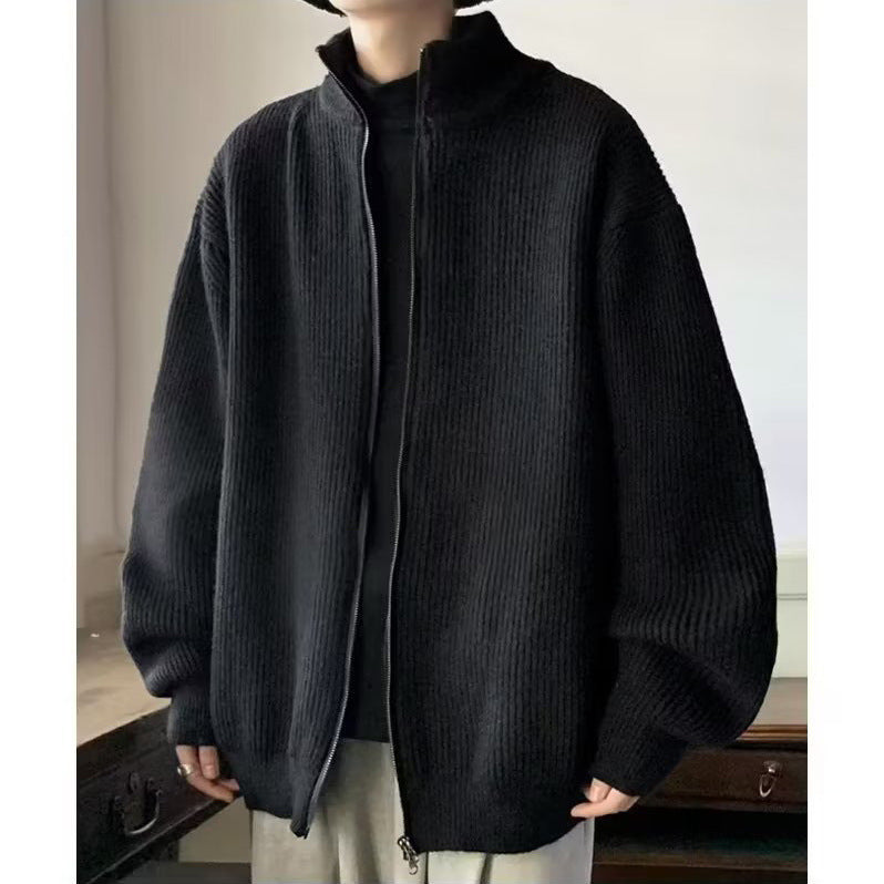 Herren Übergroße Strickjacke mit Stehkragen Drune
