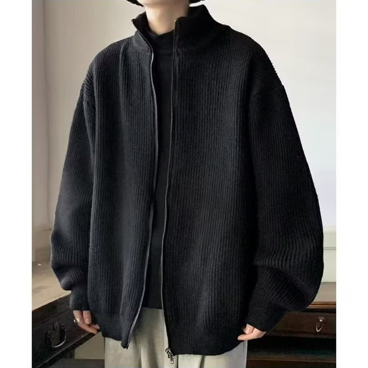 Herren Übergroße Strickjacke mit Stehkragen Drune