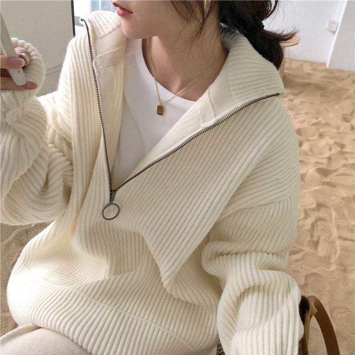 Damen Lässiger Pullover mit Reißverschluss Drune