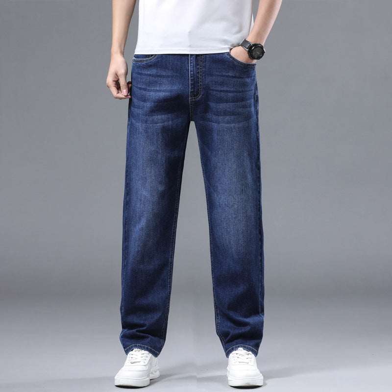 Herren Extraweite Denim-Baggy-Jeans mit geradem Bein & soften Waschungen Drune