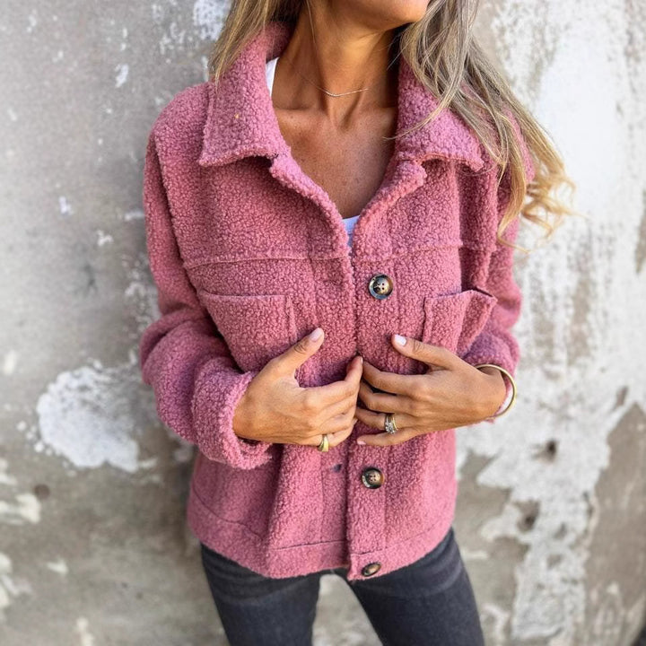 Damen nan kuschelige Teddyjacke im Shacket Stil Drune