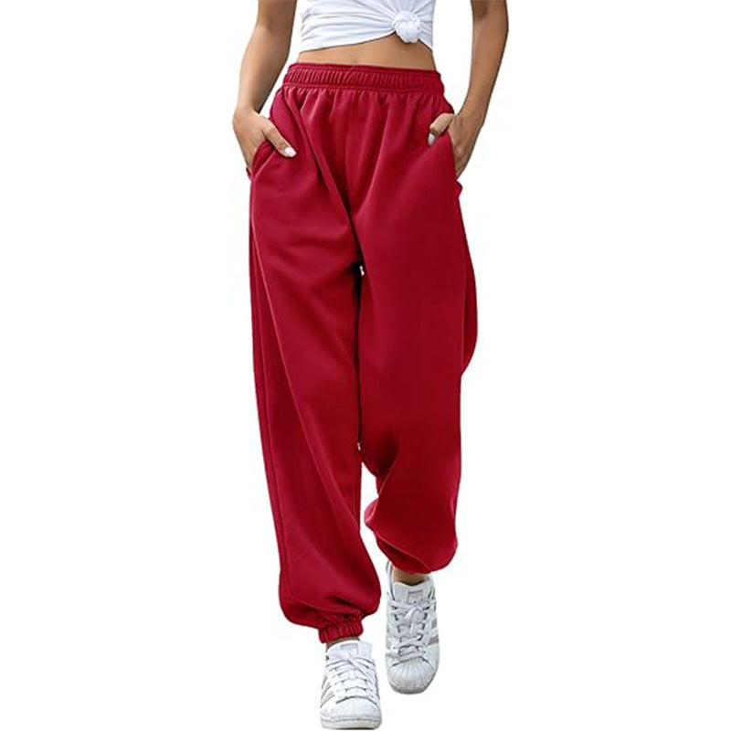 Damen nan weite Jogginghose mit hohem Bund elastischen Bündchen und Seitentaschen Drune