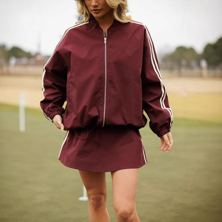 Damen Sportliche Windbreaker-Jacke mit hohem Kragen und seitlichen Einsätzen Drune