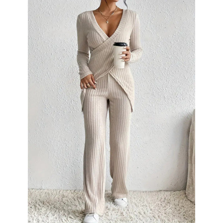 Damen elegantes lässiges Strickanzug Set Drune
