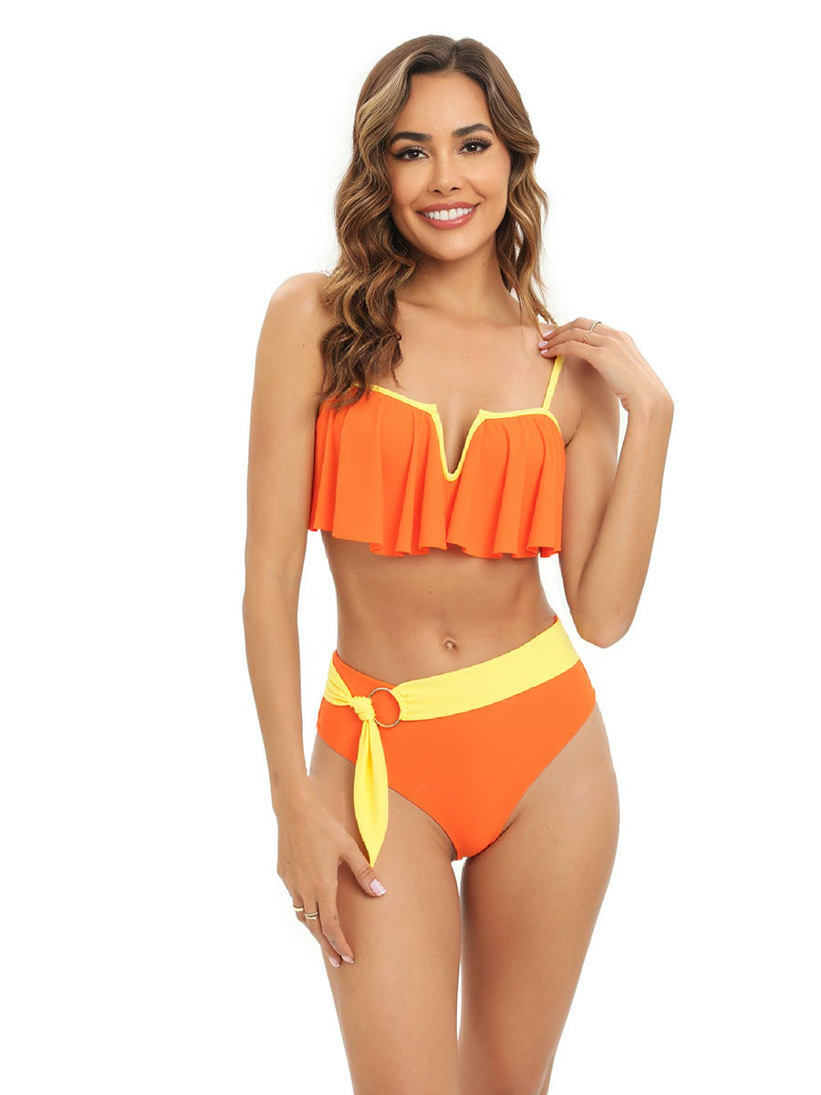 Damen Bikini-Set mit modischer Rüsche und elegantem Gürtel Drune