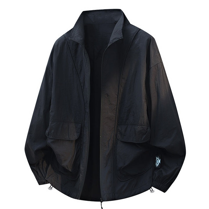 Unisex Oversize Leichte Windjacke mit Kordelzug, Pattentaschen & elastischen Bündchen Drune