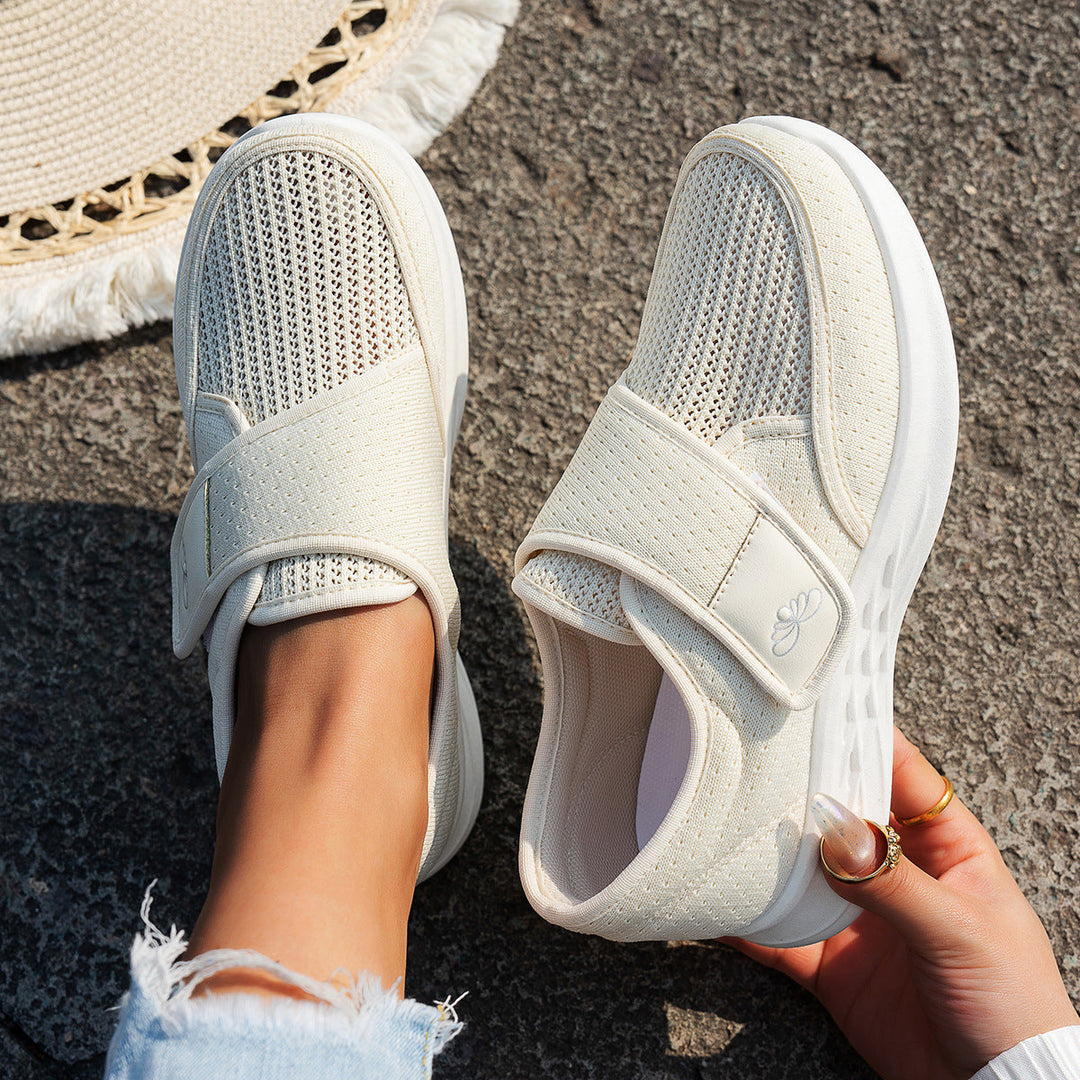 Damen sportliche und atmungsaktive Slipper mit Klettverschluss Drune