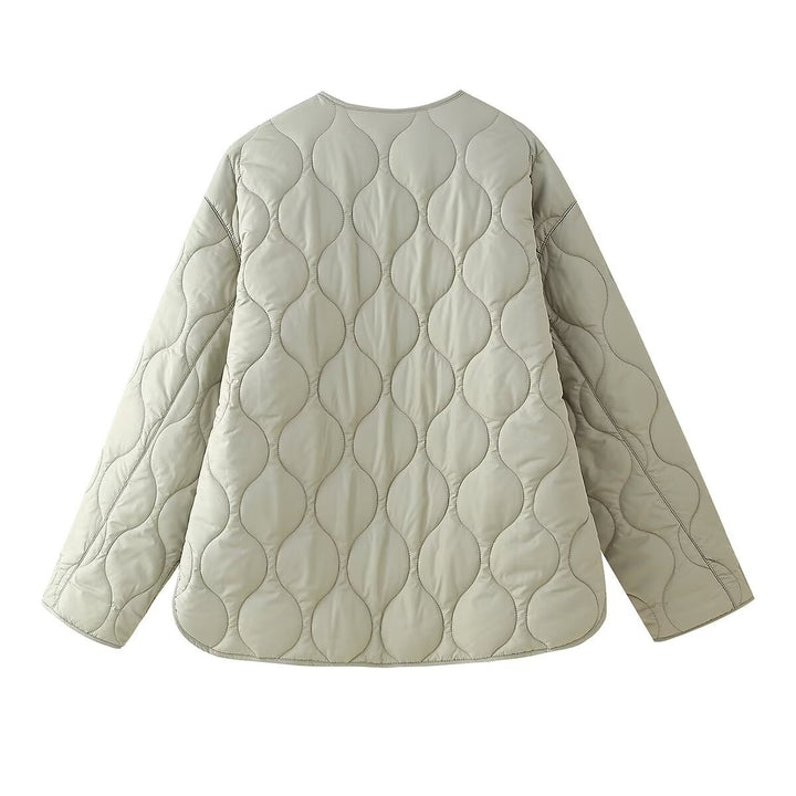 Damen nan gesteppte Oversize-Steppjacke mit Rundhalsausschnitt und großen aufgesetzten Taschen Drune