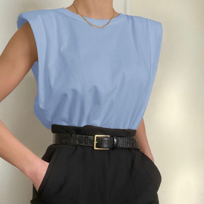 Damen Oversize T-Shirt mit Schulterpolstern Drune