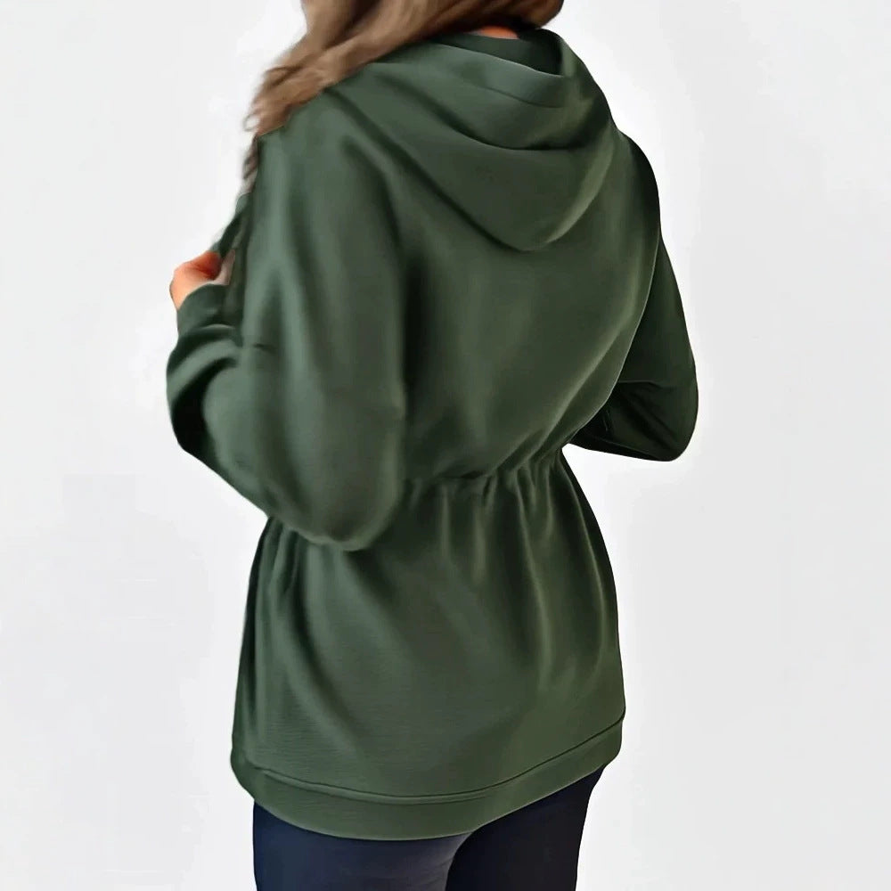 Damen Kapuzenjacke mit Taillen-Zugband, Reißverschluss und Eingrifftaschen Drune