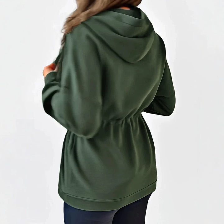 Damen Kapuzenjacke mit Taillen-Zugband, Reißverschluss und Eingrifftaschen Drune