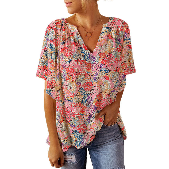 Damen Bluse mit floralem Design und lockerem Schnitt Drune