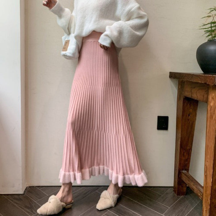 Damen Eleganter Plisseerock mit Volants Drune