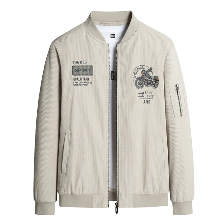 Herren Modische Bomberjacke mit stylischem Motorrad-Design Drune