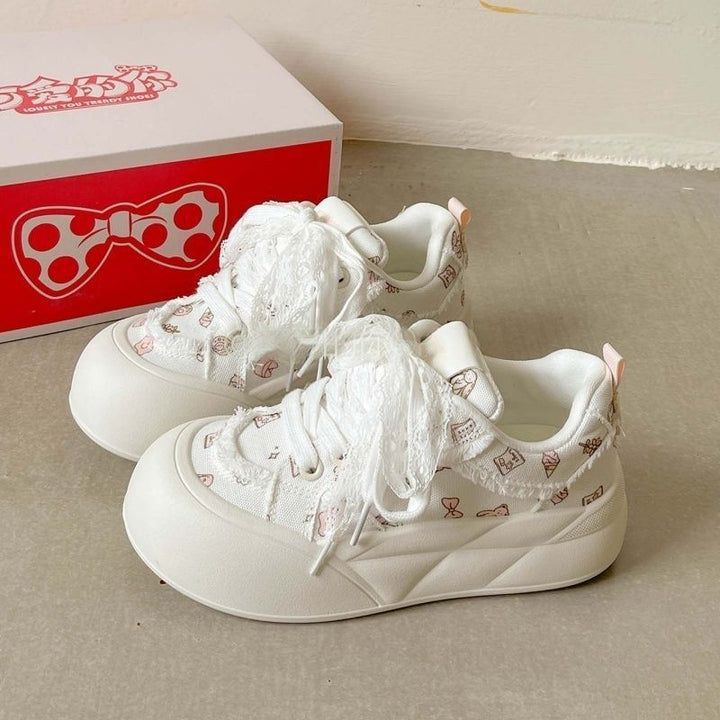Damen Sportliche Freizeitsneaker mit einzigartigen Tiermotiven und praktischen Schnürdetails Drune