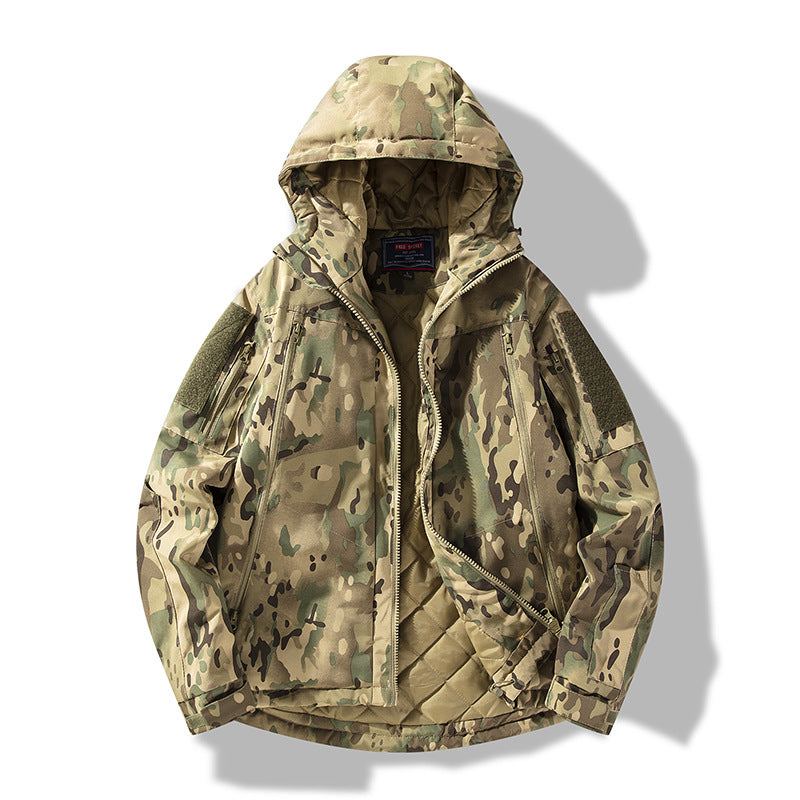 Herren gesteppte taktische Winterjacke mit Kapuze und wasserabweisendem Außenmaterial Drune