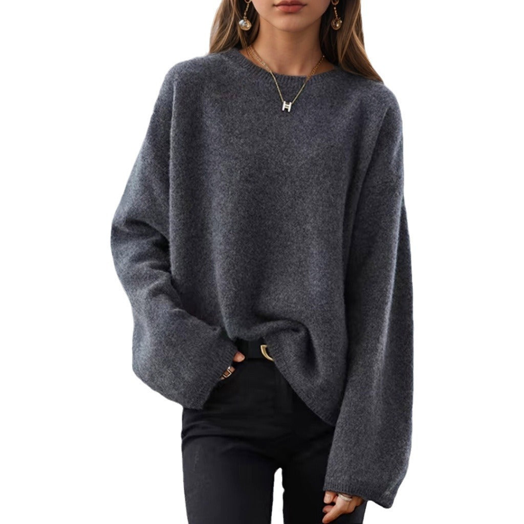 Damen Bequemer Strickpullover mit lässigem Schnitt und weitem Arm Drune