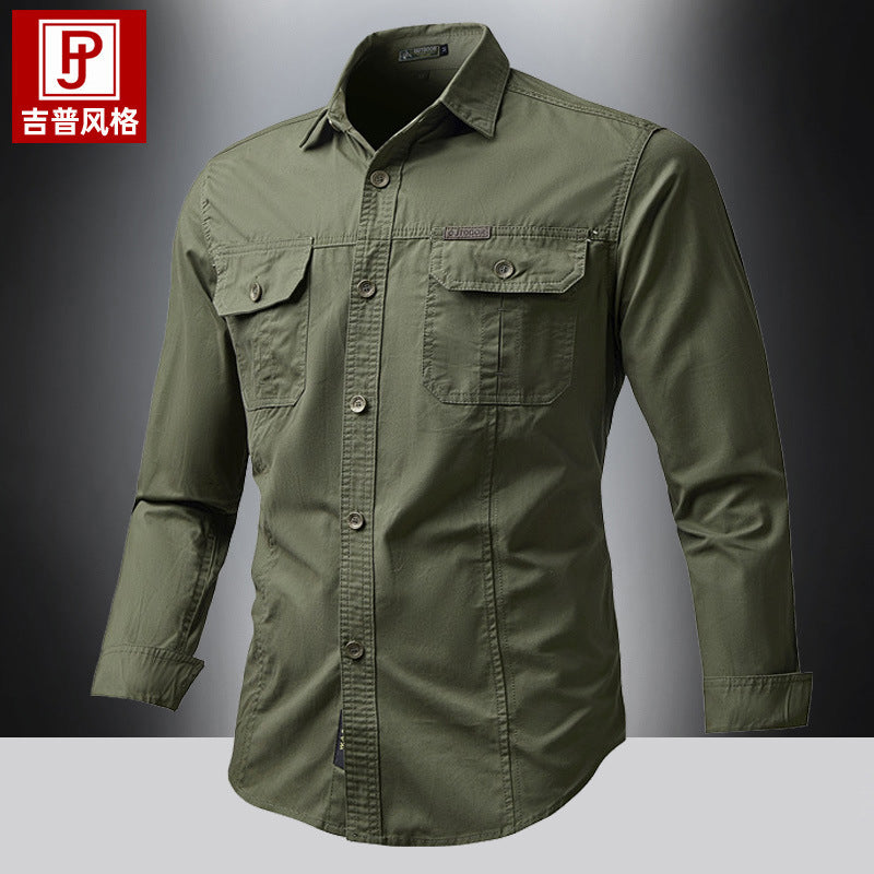 Herren nan Hemdjacke aus robustem Baumwoll-Twill mit verstärkten Brusttaschen Drune