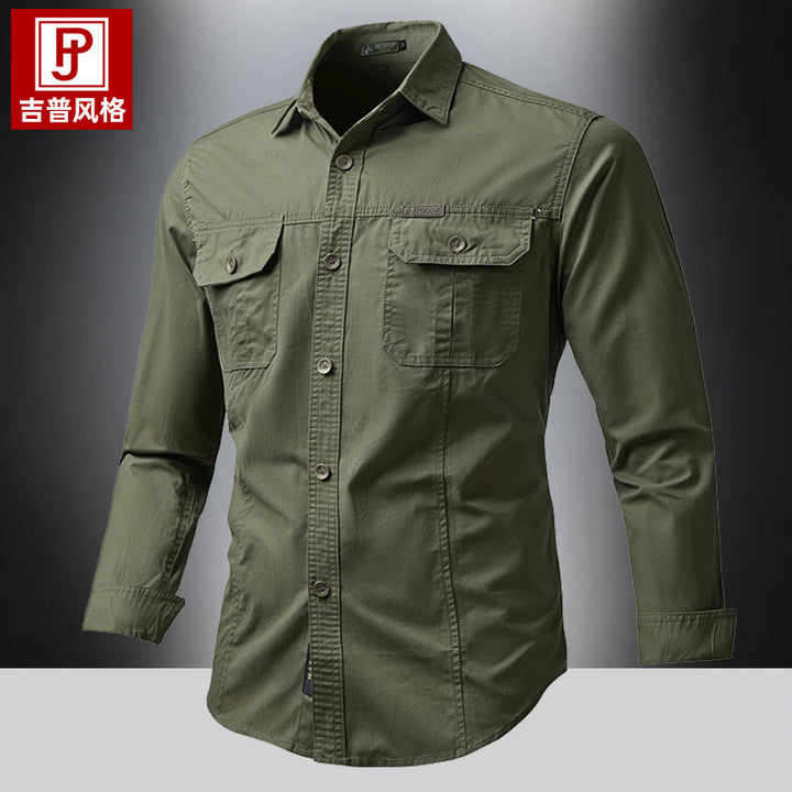 Herren nan Hemdjacke aus robustem Baumwoll-Twill mit verstärkten Brusttaschen Drune
